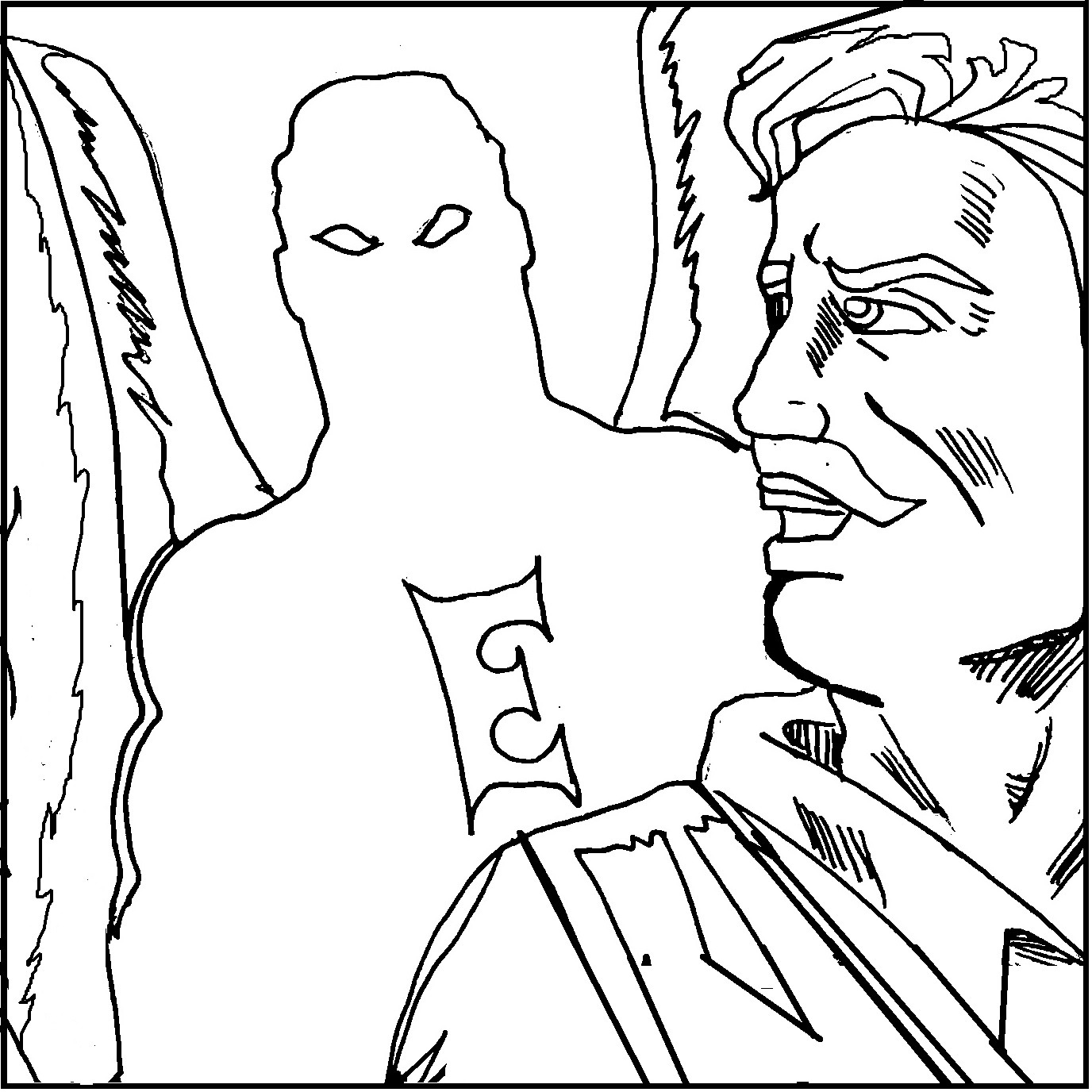 Boceto a lápiz de dos personajes